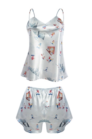 Dkaren DK-KK-015 Nocna komplet top + szorty, biały-wzór