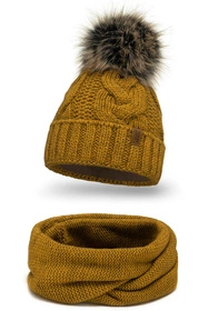 Vivisence 7014Kmpl Komplet czapka+komin, ciemny żółty