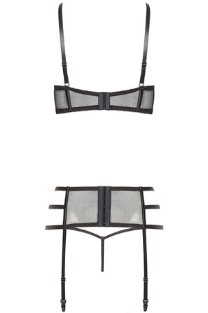 Beauty Night Ileen set BN6536 Nocna komplet biustonosz + stringi + pas do pończoch, black