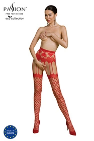 Passion ECO S009 Wyrób pończoszniczy pończochy z pasem, red