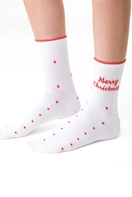 Steven Merry Christmas 136 Skarpety za kostkę, biały-merry