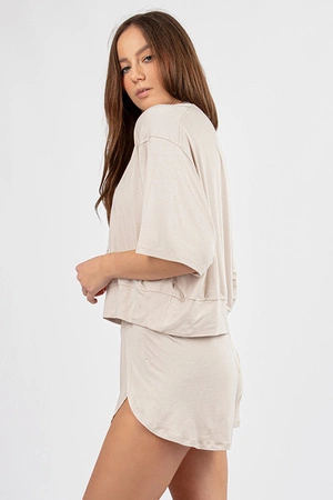 Dkaren DK-K-B19 Nocna komplet koszulka + szorty, ecru