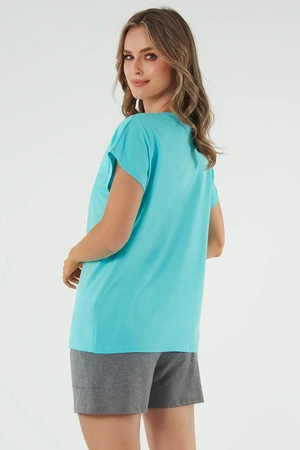 Italian Fashion Selfie kr.r. kr.sp. Nocna piżama, turkus/melanż