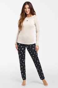 Italian Fashion Denali dł.r. dł.sp. Nocna piżama, beż melanż/druk