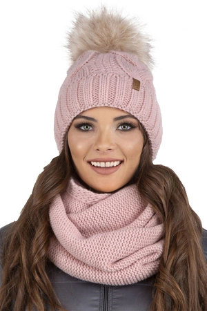 Vivisence 7014 Kmpl+R Komplet czapka+komin+rękawiczki, pudrowy róż