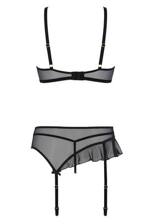 Casmir Kitasana set Nocna komplet biustonosz + stringi + pas do pończoch, black
