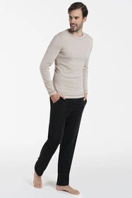 Italian Fashion Zermat dł.r. dł.sp. Nocna piżama, beż melanż/czarny