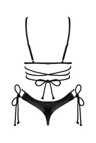 Obsessive Cordellis 2-pcs cupless set Nocna komplet półbiustonosz + stringi, czarny