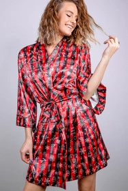 Dkaren DK-P-012 Nocna peniuar, czerwono-czarny