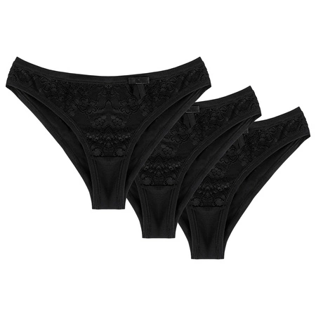 Wol-Bar Soft Pretty 3-pak Majtki figi, czarny