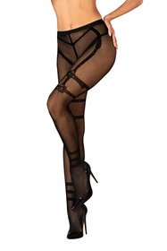 Obsessive Crotchless Tights S123 Wyrób pończoszniczy rajstopy, czarny