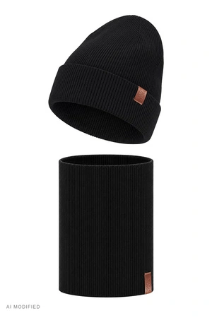 Vivisence 70127 KMPL Komplet czapka+komin, czarny