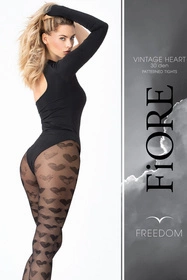 Fiore Vintage Heart 30 DEN G6072 Wyrób pończoszniczy rajstopy, black
