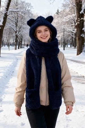 Vivisence 70107 Nakrycie głowy kaptur, granatowy