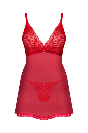 Obsessive Chilisa babydoll Nocna komplet koszulka + stringi, czerwony