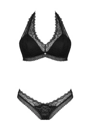 Obsessive Medilla 2-pcs set Nocna komplet biustonosz + stringi, czarny