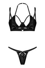 Obsessive Keira Lise 2-pcs set Nocna komplet biustonosz + stringi, czarny