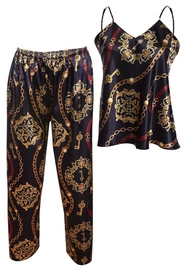 Dkaren DK-KI-014 Nocna komplet top + spodnie, granat-wzór