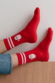 Steven Merry Christmas 136 Skarpety za kostkę, czerwony-mikołaj