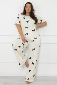 Italian Fashion Figaro kr.r. dł.sp. Nocna piżama, druk/biały