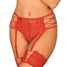 Obsessive Rediosa garter belt Pas do pończoch niski, czerwony