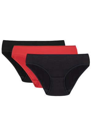 Vivisence 4003 3-pack Majtki figi, czarny/czerwony/granatowy