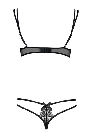 Obsessive Intensa set Nocna komplet biustonosz + stringi, czarny
