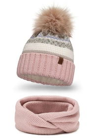 Vivisence 7099Kmpl Komplet czapka+komin, różowy