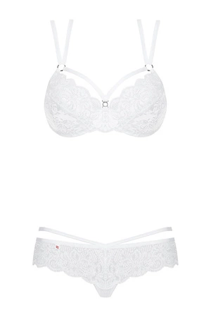 Obsessive 860-SET-2 Nocna komplet biustonosz + stringi, biały