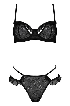 Avanua Odrevia set Nocna komplet biustonosz + stringi, black