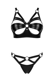 Obsessive Armares 2-pcs set Nocna komplet biustonosz + stringi, czarny