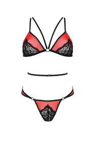 Passion Peonia set Nocna komplet biustonosz + figi, red