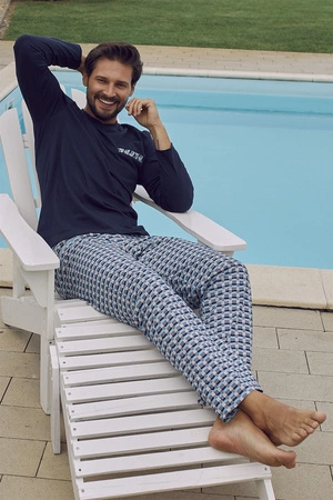 Italian Fashion Jaromir dł.r. dł.sp. Nocna piżama, granat/druk