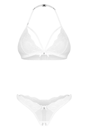Obsessive Weddya 3-pcs set Nocna komplet biustonosz + stringi, white