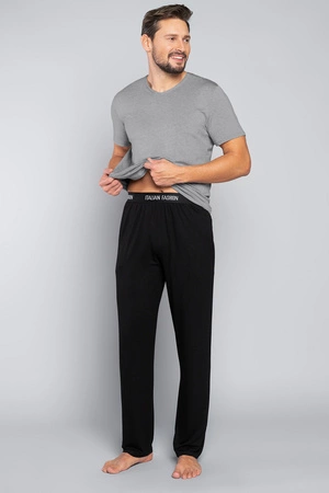 Italian Fashion Dallas kr.r. dł.sp. Nocna piżama, melanż-czarny