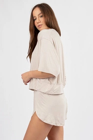 Dkaren DK-K-B19 Nocna komplet koszulka + szorty, ecru