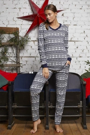 Italian Fashion Alaska dł.r. dł.sp. Nocna piżama, druk/granat