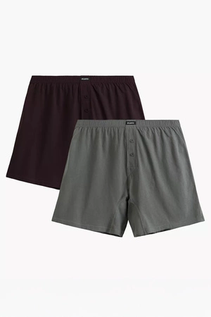 Atlantic 2MBX-054 2-pack Majtki bokserki, wino/khaki
