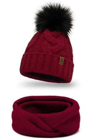 Vivisence 7014Kmpl Komplet czapka+komin, bordowy