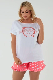 Italian Fashion Raba kr.r. kr.sp. Nocna piżama, biały/druk malina