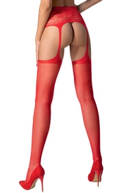 Passion S028  Wyrób pończoszniczy pończochy z pasem, red