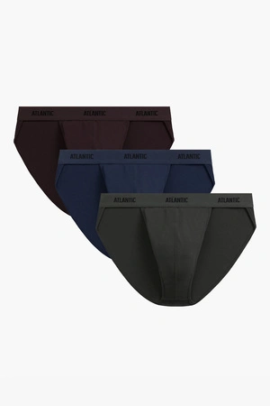 Atlantic 3MP-1576 3-pack Majtki slipy, brąz/indygo/khaki