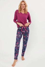 Italian Fashion Folk dł.r. dł.sp. Nocna piżama, jeżyna/druk