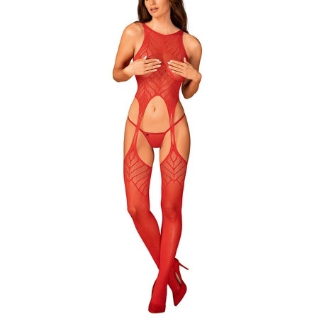 Obsessive N122 bodystocking Body sexy, czerwony