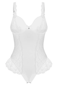Obsessive Weddya crotchless teddy Body sexy, white