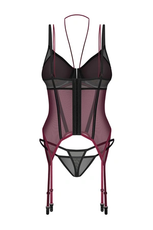 Obsessive Parisel corset & thong Gorset sexy, bordo-czarny