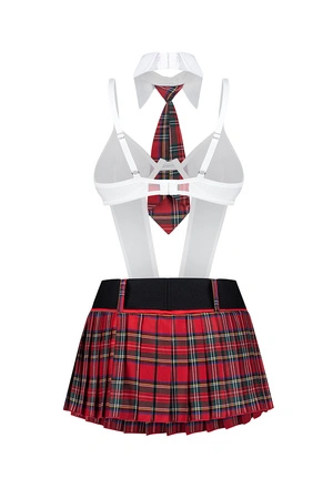 Obsessive College Girl 5-pcs costume Nocna sexy kostium, red