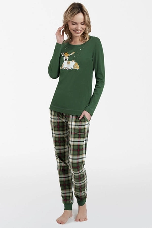 Italian Fashion Zonda dł.r. dł.sp. Nocna piżama, zielony/druk