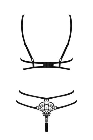 Obsessive Badossa 2-pcs set Nocna komplet biustonosz + stringi, czarny
