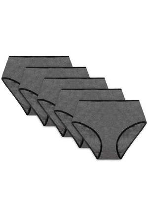 Vivisence 4017 5-pack Majtki wysokie figi, gumka czarna: grafit